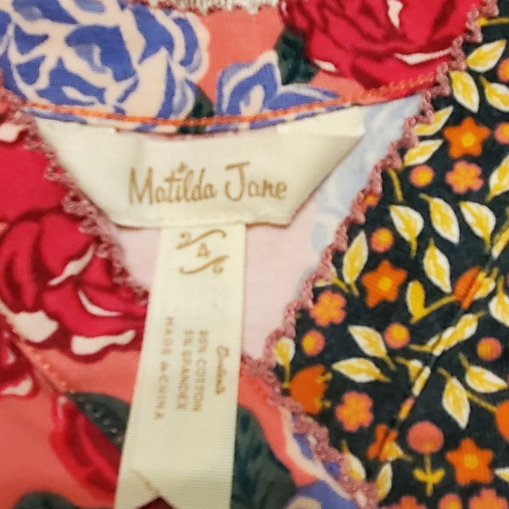 Matilda Jane Choose Your Own Path Floral Ruffle Sleeveless Bow Dress Size 4 - Picture 4 of 5